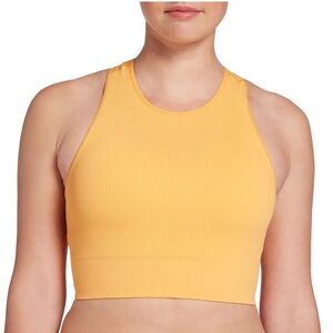 DSG Women's Bright Tangerine Ribbed Crop Top Racerback- XS